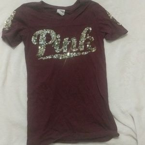 Maroon glitter tee